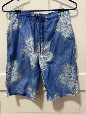 Sand N Sun Boy’s Blue Flame Print Swim Trunks Size L 10/12